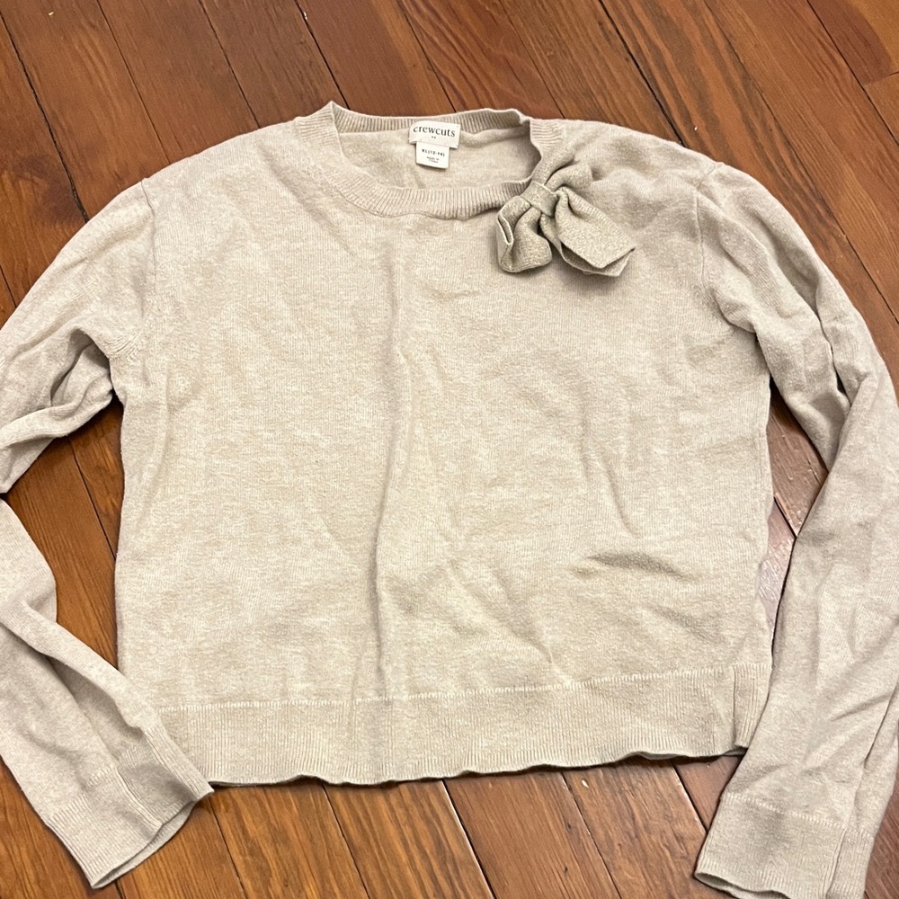 Crewcuts Light Tan Sweater with Bow Accent